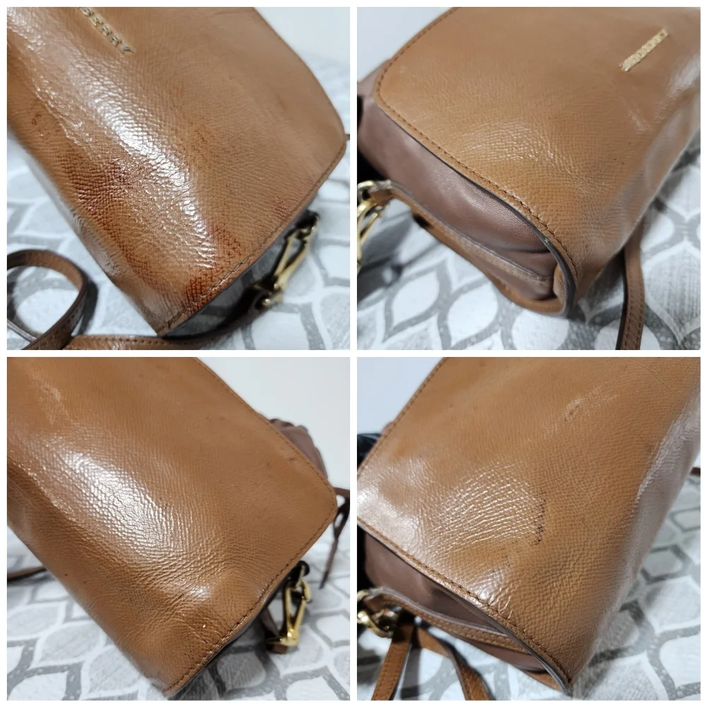 Burberry Leather Drawstring Crossbody Bag Brown